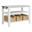 Pemberly Row 3-Tier Kitchen Island with Marble Top and 3 Baskets in White