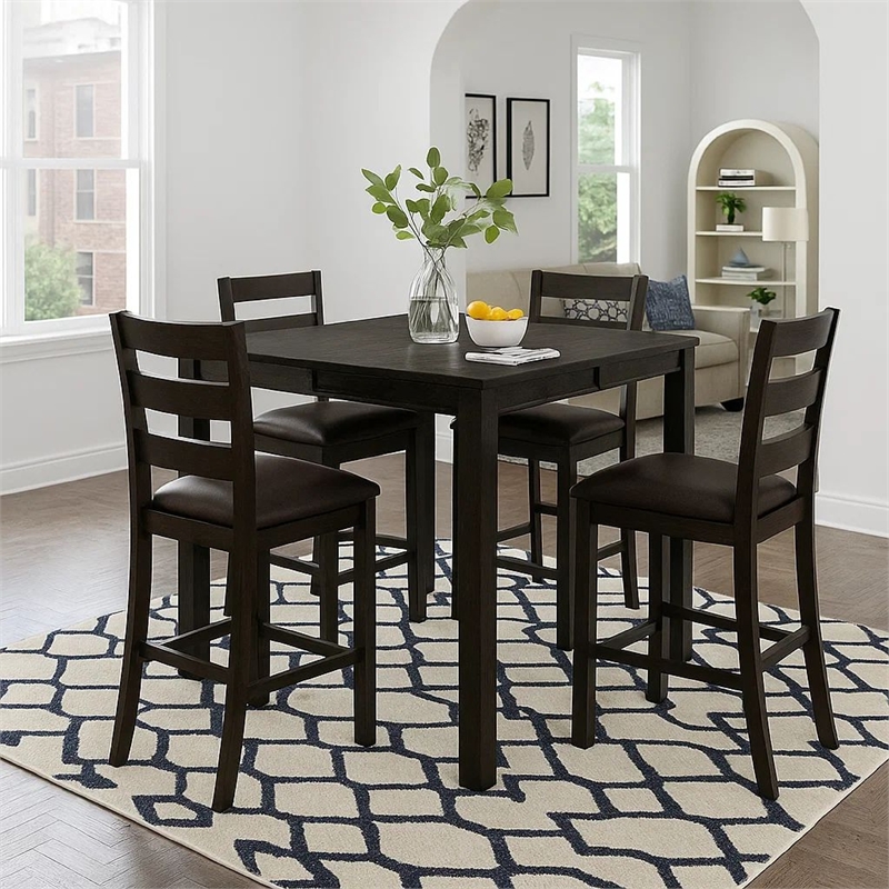 Pemberly Row Counter Height Table with Block Legs in Antique Black