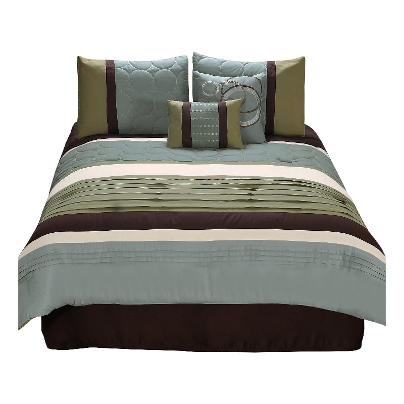 Pemberly Row 6-Piece King Comforter Set with Embroidery in Green and Blue