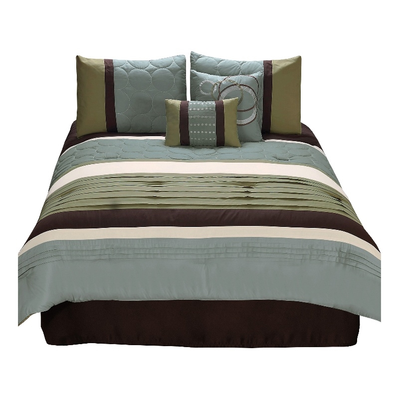 Pemberly Row 6-Piece King Comforter Set with Embroidery in Green and Blue