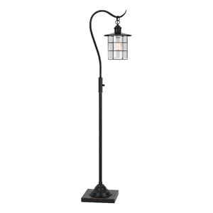 Pemberly Row 60&quot Downbridge Floor Lamp with Caged Shade in Dark Bronze