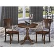 Pemberly Row 3-Piece Dining Set Rubber Wood Panel Back Mahogany Finish