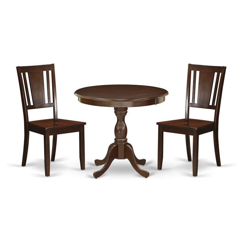 Pemberly Row 3-Piece Dining Set Rubber Wood Panel Back Mahogany Finish