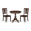 Pemberly Row 3-Piece Dining Set Rubber Wood Panel Back Mahogany Finish