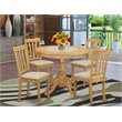 Pemberly Row 5-Piece Round Dining Table Set in Oak Wood Finish