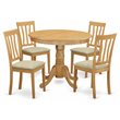 Pemberly Row 5-Piece Round Dining Table Set in Oak Wood Finish