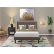 Pemberly Row Queen Platform Bed Set with Linen Fabric in Brown