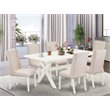 Pemberly Row X-Leg 7-Piece Dining Room Set in Mahogany and Cream