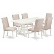 Pemberly Row X-Leg 7-Piece Dining Room Set in Mahogany and Cream