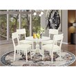 Pemberly Row 5-Piece Wood Pedestal Dining Table Set in Linen White