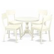 Pemberly Row 5-Piece Wood Pedestal Dining Table Set in Linen White
