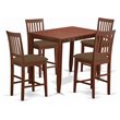 Pemberly Row 5-Piece Mahogany Pub Table Set with 4 Counter Chairs Wood