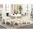 Pemberly Row 3-Piece Dinner Table Set with Slatted Chairs in White Wood