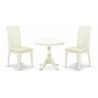 Pemberly Row 3-Piece Dinner Table Set with Slatted Chairs in White Wood