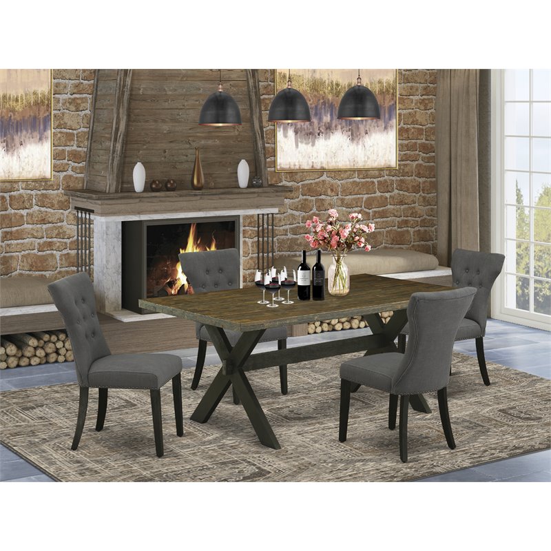 Pemberly Row 5-Piece Wood Dining Set in Black and Gotham Gray