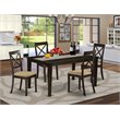 Pemberly Row 5-Piece Asian Wood Dining Set in Cappuccino Finish
