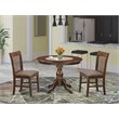 Pemberly Row 3-Piece Wood Dining Set with Round Mahogany Table and Chairs