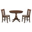Pemberly Row 3-Piece Wood Dining Set with Round Mahogany Table and Chairs