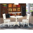 Pemberly Row 3-Piece Dining Set with Fabric Seat in Linen White Wood