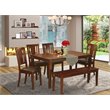 Pemberly Row 6-Piece Traditional Wood Dining Set with Faux Leather Chairs