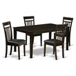 Pemberly Row 5-Piece Wood Dining Table Set with Glass Top in Cappuccino