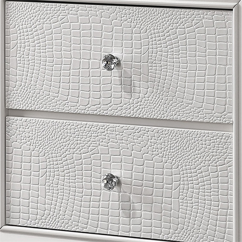 Pemberly Row Nightstand with 2 Front Drawers and Metal Knobs in White