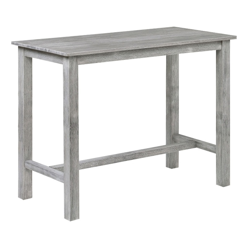 Pemberly Row Rubberwood Pub Table with Block Legs for 4 People in Gray