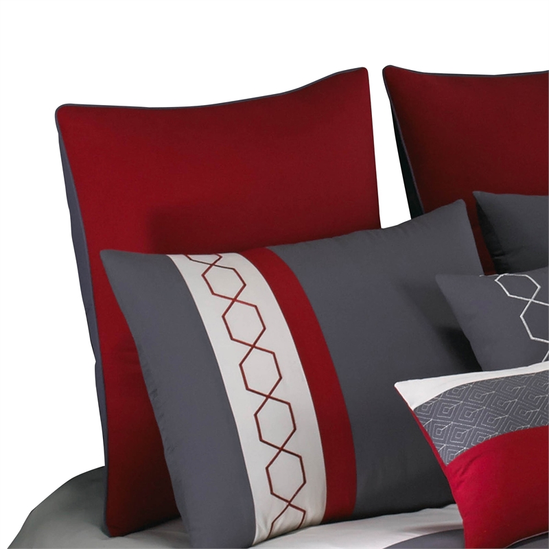 Pemberly Row 8-Piece King Comforter Set with Trellis Pattern in Red