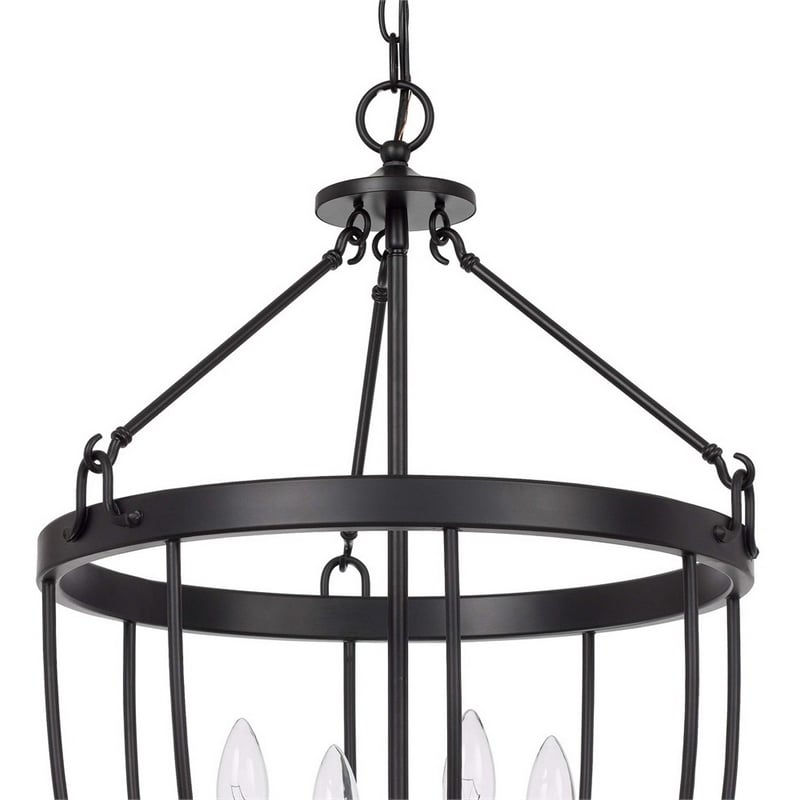 Pemberly Row 4-Light Chandelier with Metal Bird Cage and Chain in Black