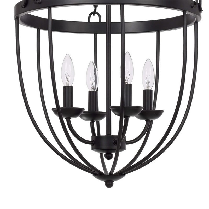 Pemberly Row 4-Light Chandelier with Metal Bird Cage and Chain in Black