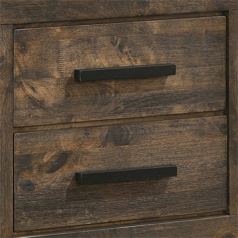 Pemberly Row Nightstand with 2 Drawers on Block Legs in Brown