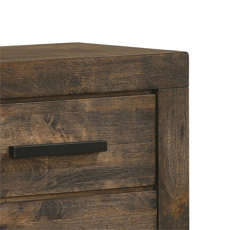 Pemberly Row Nightstand with 2 Drawers on Block Legs in Brown