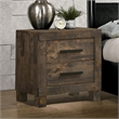 Pemberly Row Nightstand with 2 Drawers on Block Legs in Brown