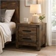 Pemberly Row Nightstand with 2 Drawers on Block Legs in Brown