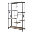 Pemberly Row 8-Tier Water Pipe Design Metal Bookshelf in Brown and Gray