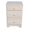 Pemberly Row Parawood 3-Drawer Wide Nightstand with Glides Unfinished