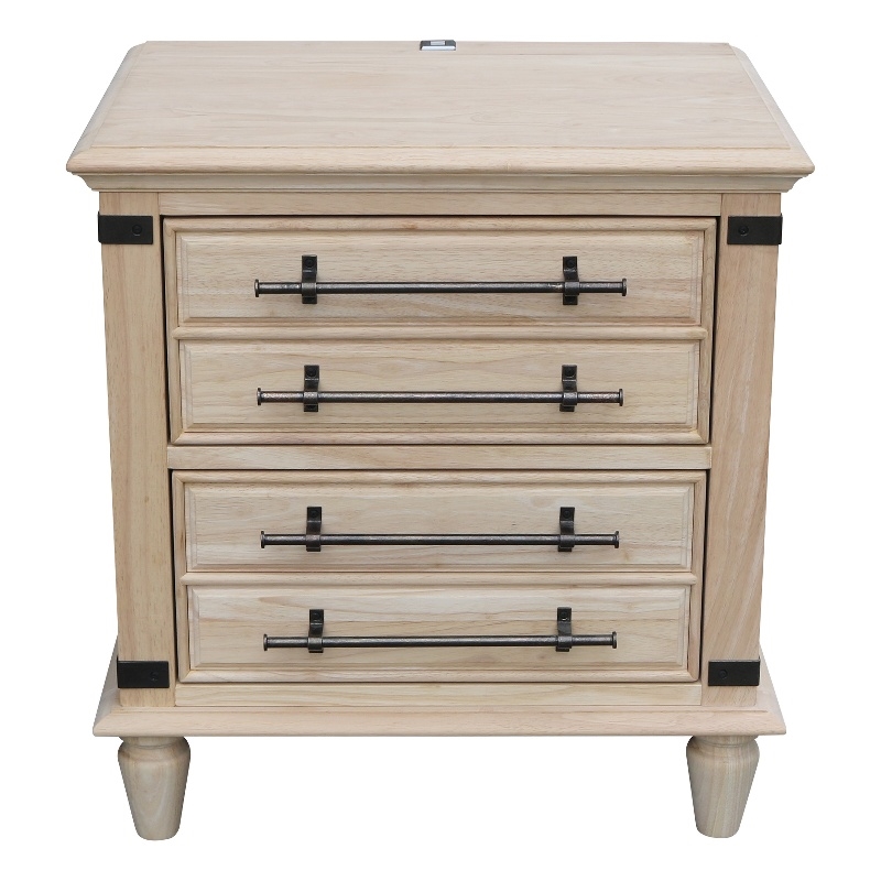 Pemberly Row Parawood 2-Drawer Nightstand with USB Charging Unfinished