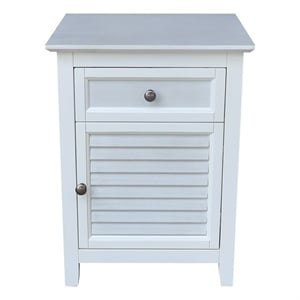 Pemberly Row Wood Nightstand with Drawer and Cabinet in Chalk and White