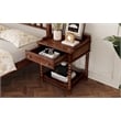 Pemberly Row Dark Walnut Wood Retro Nightstand with Drawer and Open Shelf