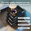 Pemberly Row Black 3-Drawer Nightstand with Charging Station and RGB LED
