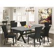 Pemberly Row Traditional X-Style 7-Piece Dining Set in Black Finish