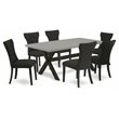 Pemberly Row Traditional X-Style 7-Piece Dining Set in Black Finish