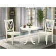 Pemberly Row 3-Piece Wood Dining Set with X-Back Chairs in Linen White
