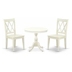 Pemberly Row 3-Piece Wood Dining Set with X-Back Chairs in Linen White