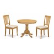 Pemberly Row 3-Piece Light Oak Dining Set with Natural Wood Chairs
