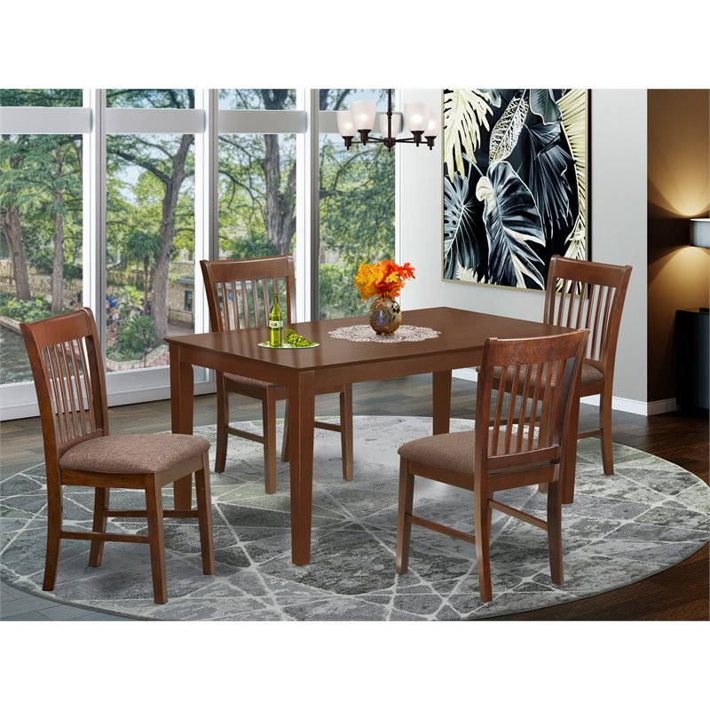 Pemberly Row 5-Piece Mahogany Dining Set with Slatted Back Chairs