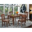Pemberly Row 5-Piece Mahogany Dining Set with Slatted Back Chairs