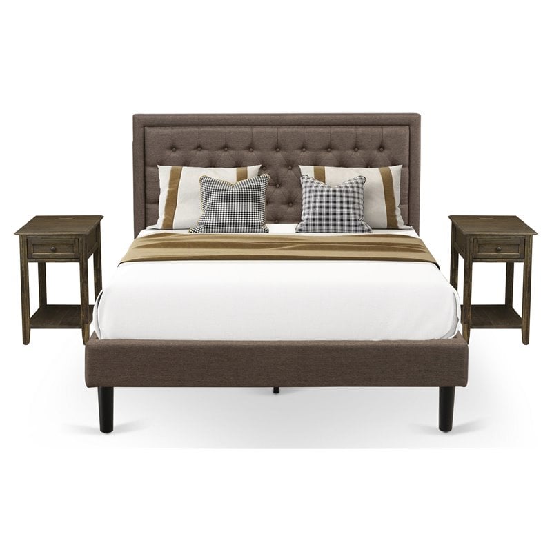 Pemberly Row 3-Piece Wood Queen Bedroom Set in Brown and Black