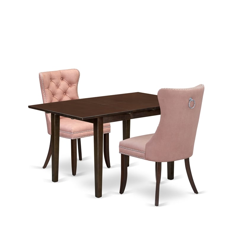 Pemberly Row 3-Piece Dining Set with Butterfly Leaf Table in Mahogany