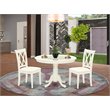 Pemberly Row 3-Piece Round Dining Set with X-Back Chairs in White